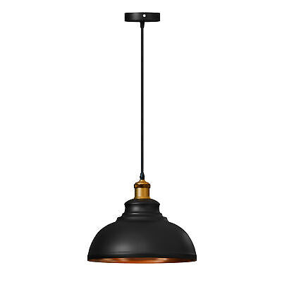 Industrial Black Inner Gold Ceiling Pendant | Easy Fit Retro Light ~ 5713