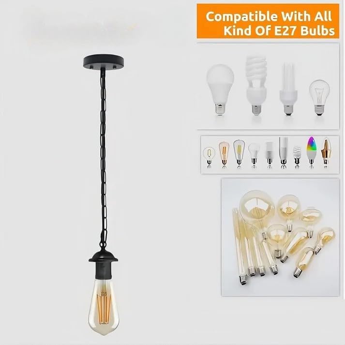 Industrial E27 Pendant Kit Metal Lamp Holder Adjustable Chain Suspension~ 5128