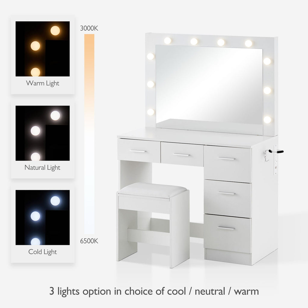 Hollywood Dressing Table Set [with Charging Station]