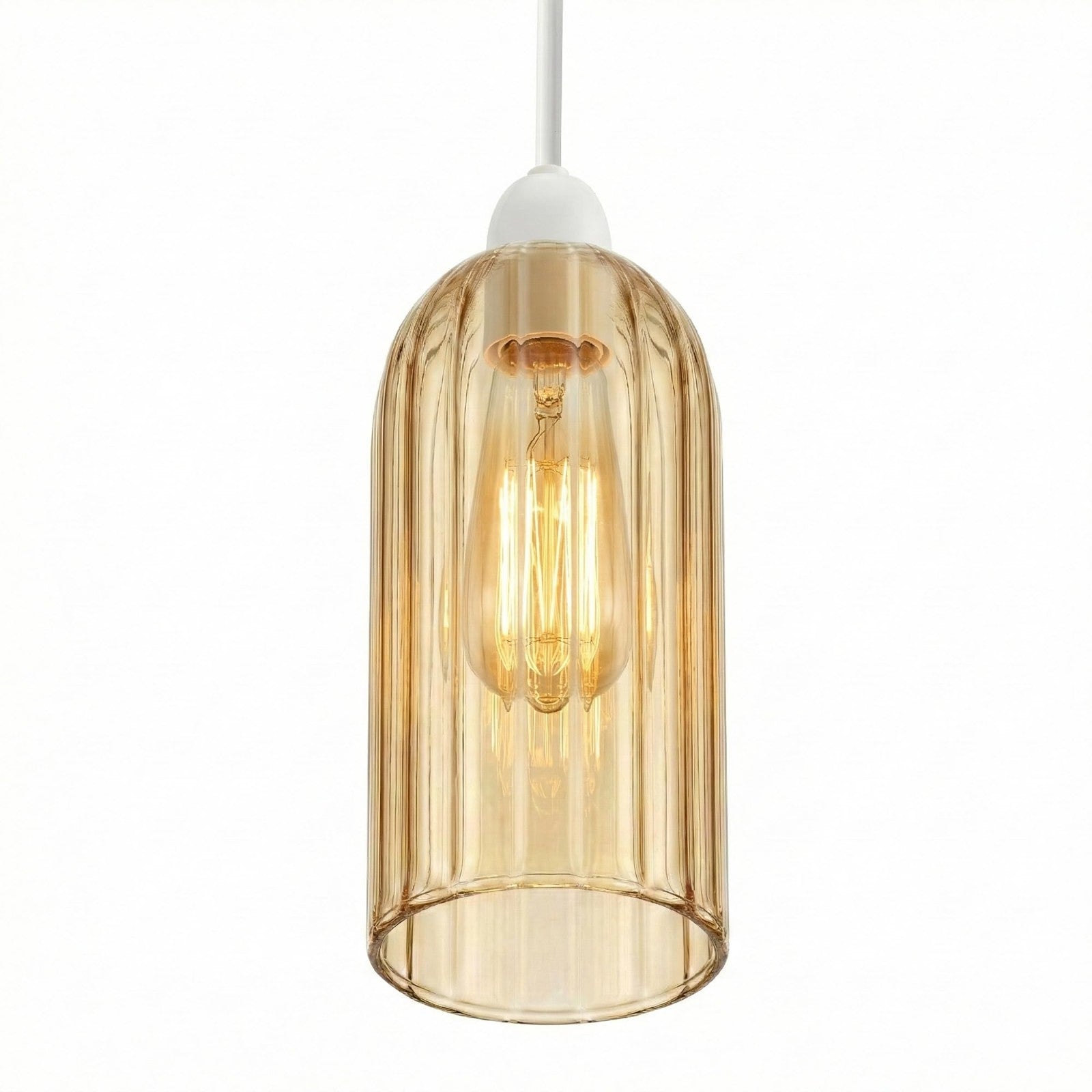 Modern Ceiling Pendant Light Shade Ribbed Glass Easy Fit Chandelier Lampshade~6798
