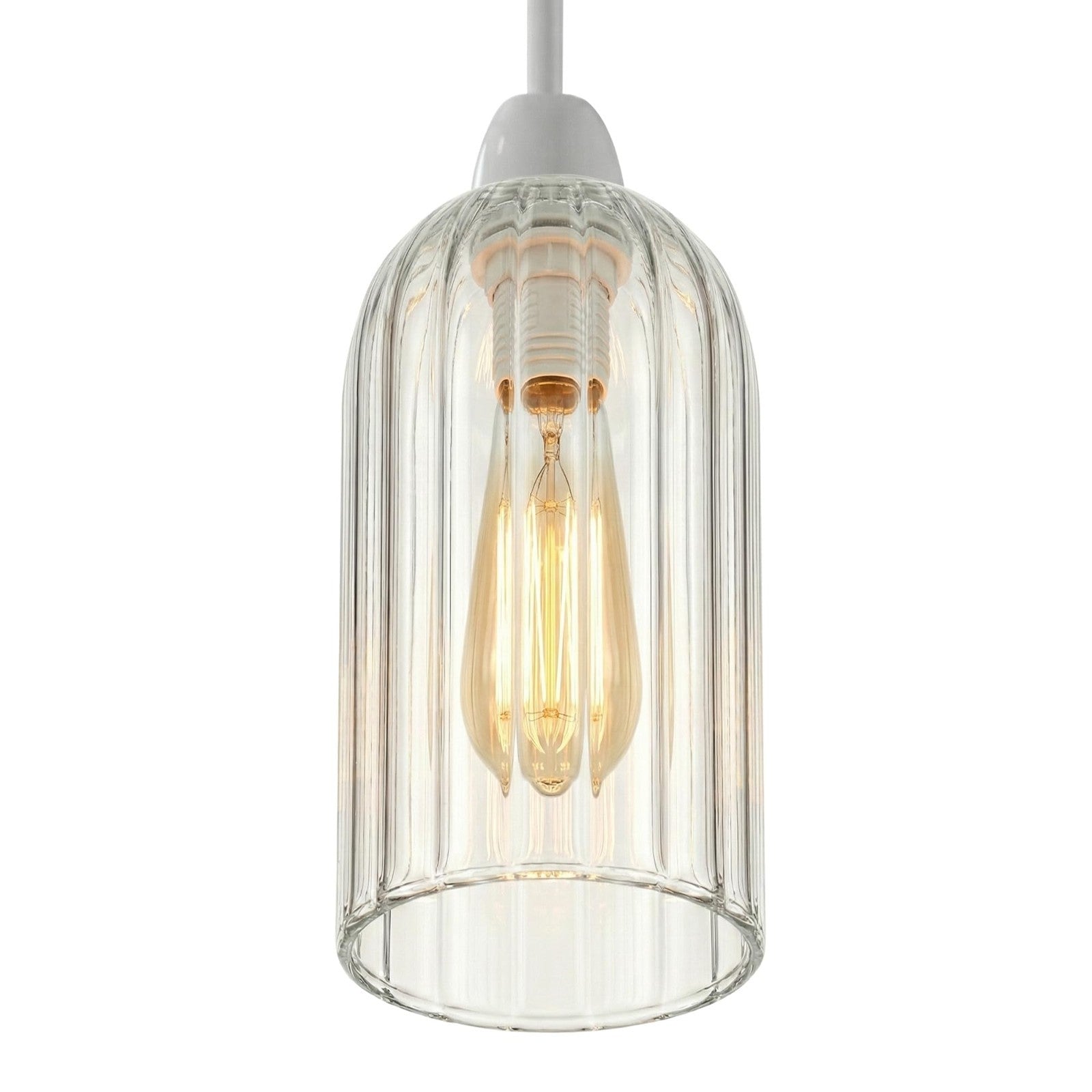 Modern Ceiling Pendant Light Shade Ribbed Glass Easy Fit Chandelier Lampshade~6798