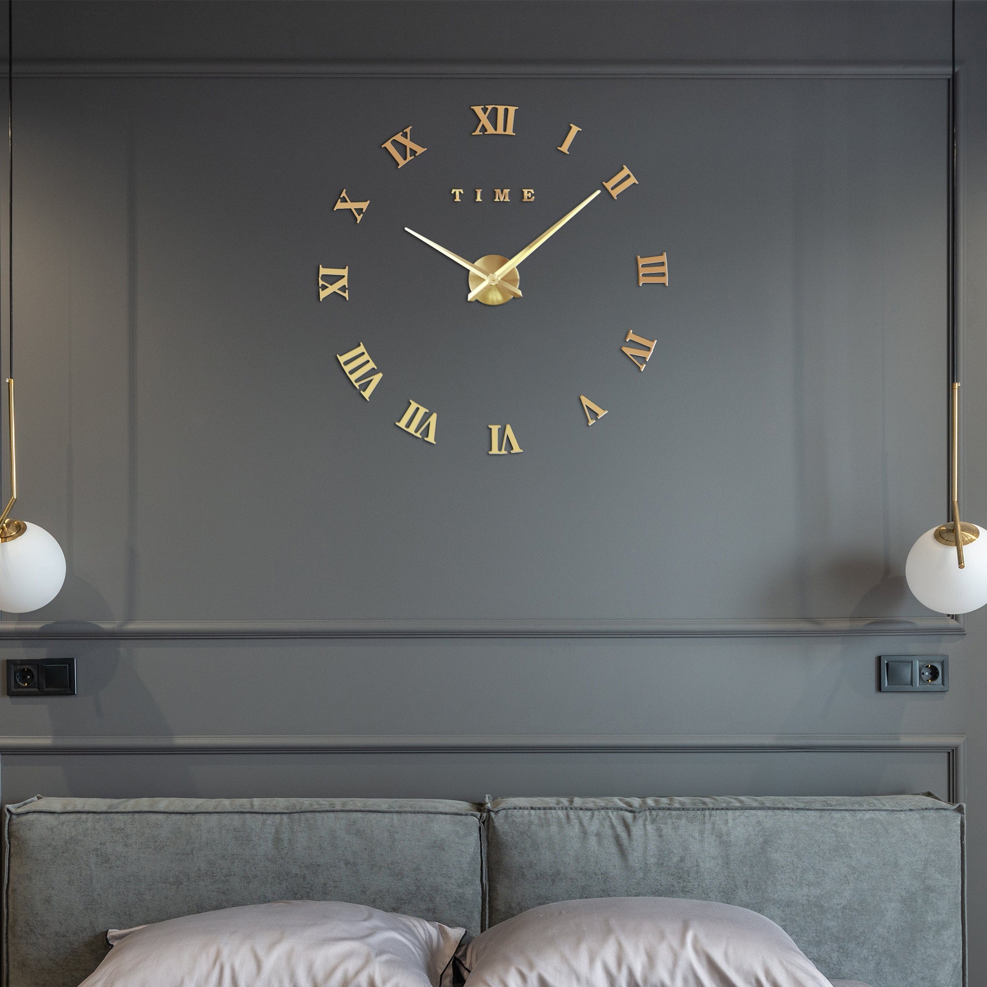Affordable Sticker Wall Clock with Roman Numerals~5408