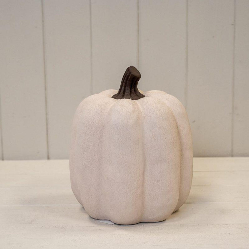 Large Cotton White Ceramic Jack O'Lantern Ornament