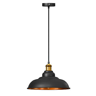 Industrial Black Inner Gold Ceiling Pendant | Easy Fit Retro Light ~ 5713